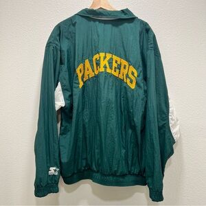 Vintage 90s Starter Green Bay Packers Full Zip Embroidered Lightweight Jacket